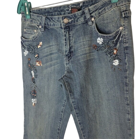 J-STAR Bootcut Embellished Denim Jeans 9/10 Mid Rise Western Glam - Picture 4 of 8